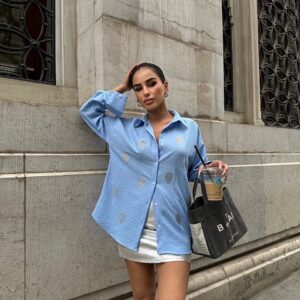 Passense Sunshine Stone Detailed Linen Shirt