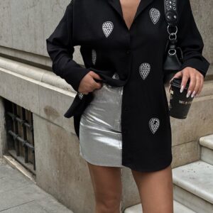 ModaCity Sunshine Stone Detailed Linen Shirt