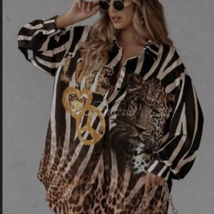 Woman Long Tiger Printed Shirt